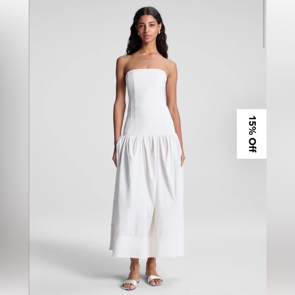 ALC June Strapless Linen Midi Dres